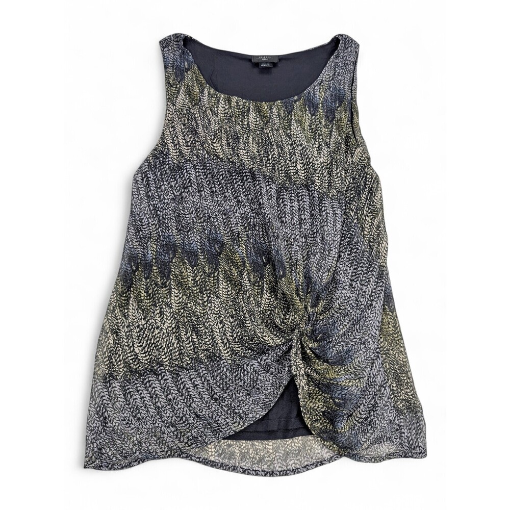 Deletta‎ Twist-Front Sheer Overlay Tank Top M
